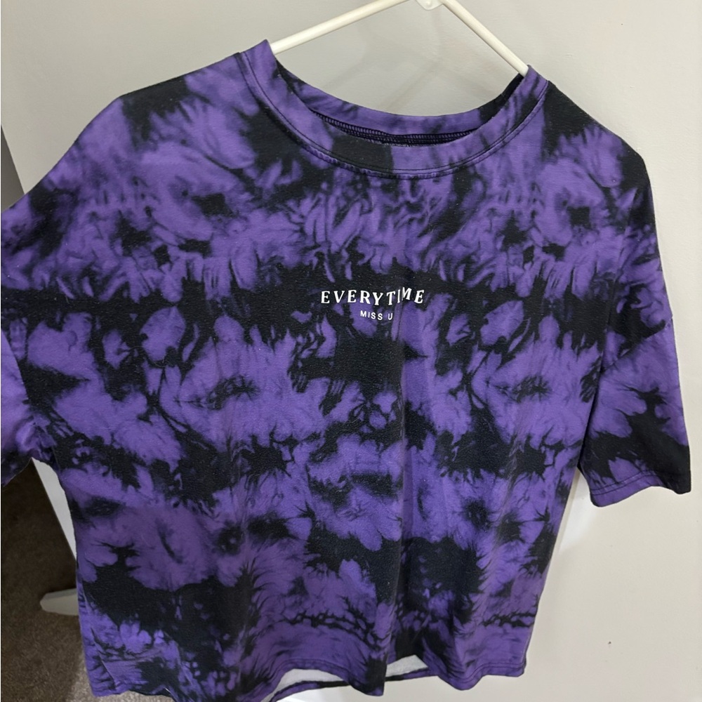 SHEIN Purple Tie-Dye Short Sleeve Tee